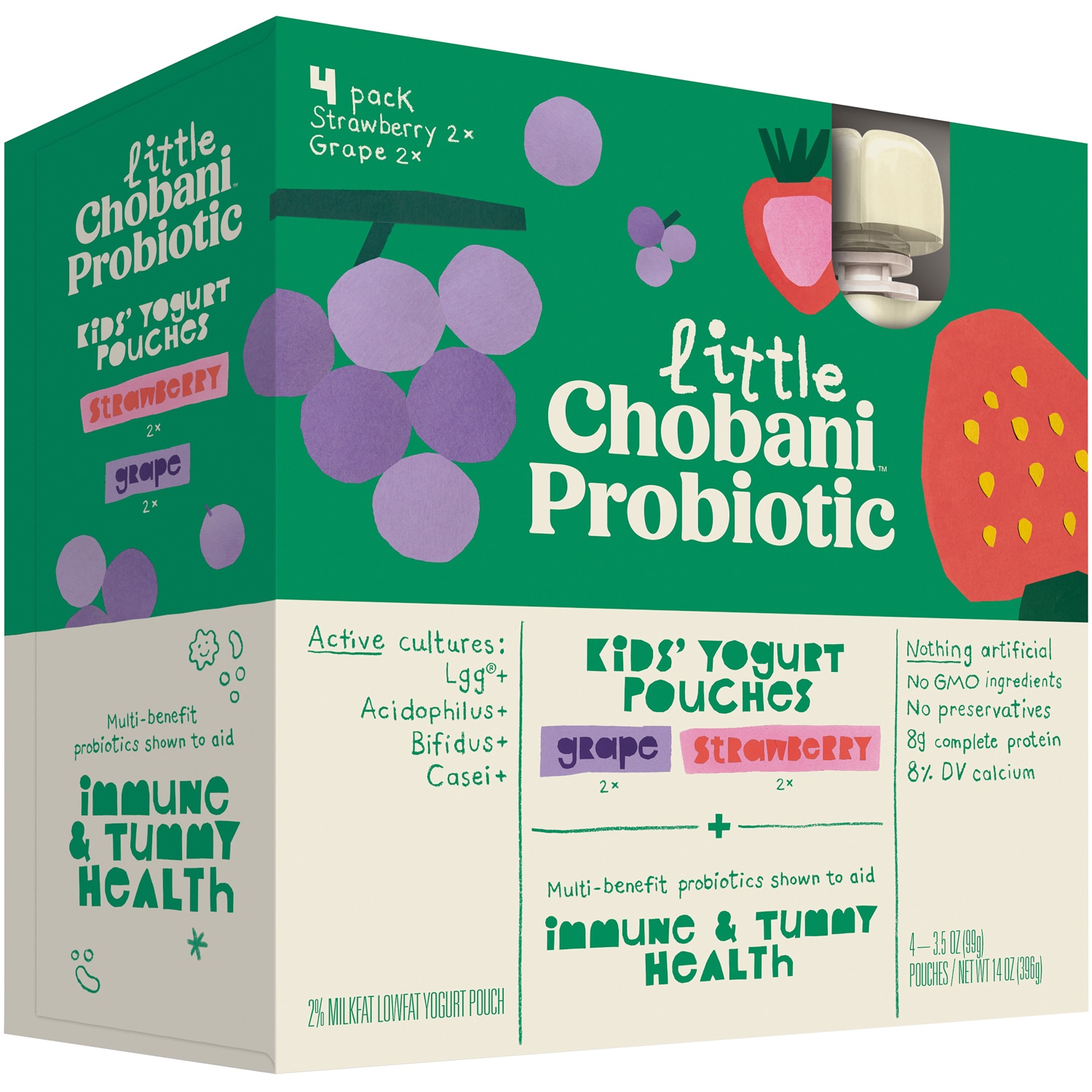 Little Chobani Probiotic Kids Yogurt Pouches, Grape & Strawberry