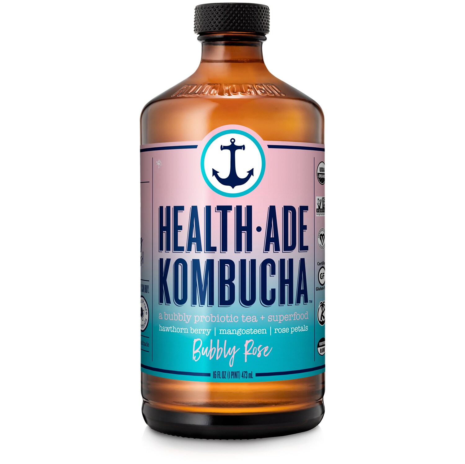 Health-Ade Kombucha, Bubbly Rose, Glass Bottle