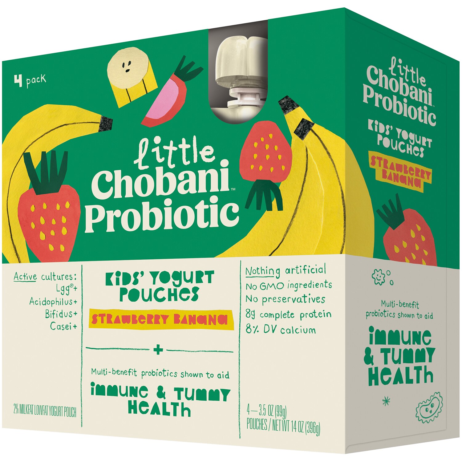 Little Chobani Probiotic Kids Yogurt Pouches, Strawberry Banana