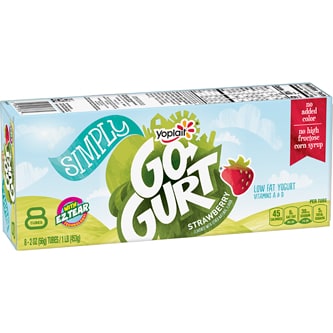 Yoplait Simply Go-GURT Low Fat Yogurt Tubes, Strawberry