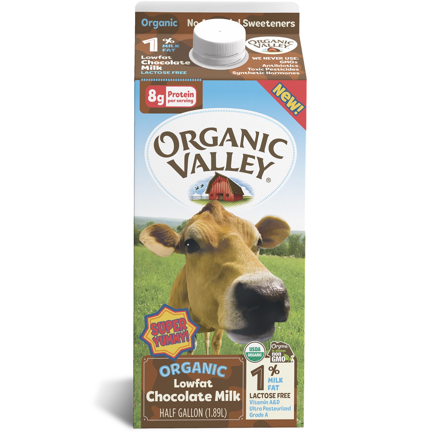 Organic Valley Lactose Free 1% Low Fat Chocolate Milk, Carton