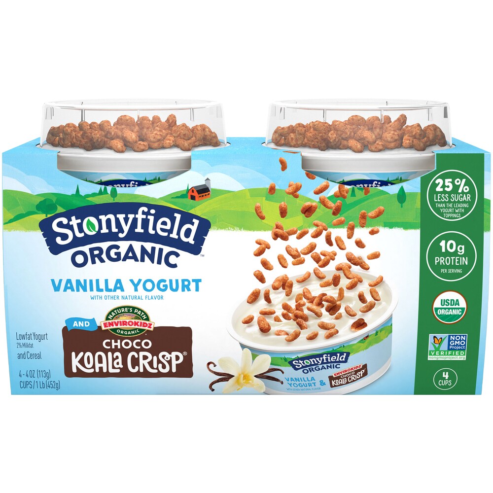 Stonyfield Organic Kids Toppers Lowfat Yogurt, Vanilla & Choco Koala Crisp Cereal