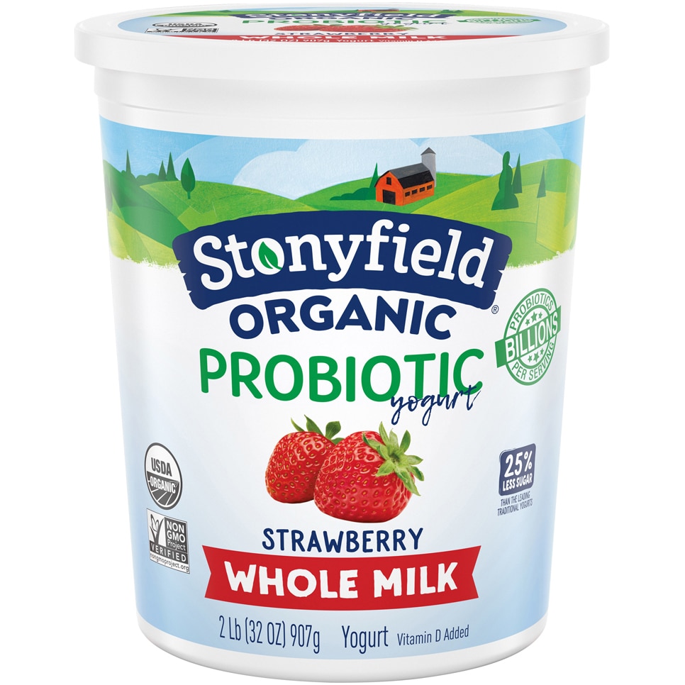 Stonyfield Organic Probiotic Whole Milk Yogurt, Strawberry
