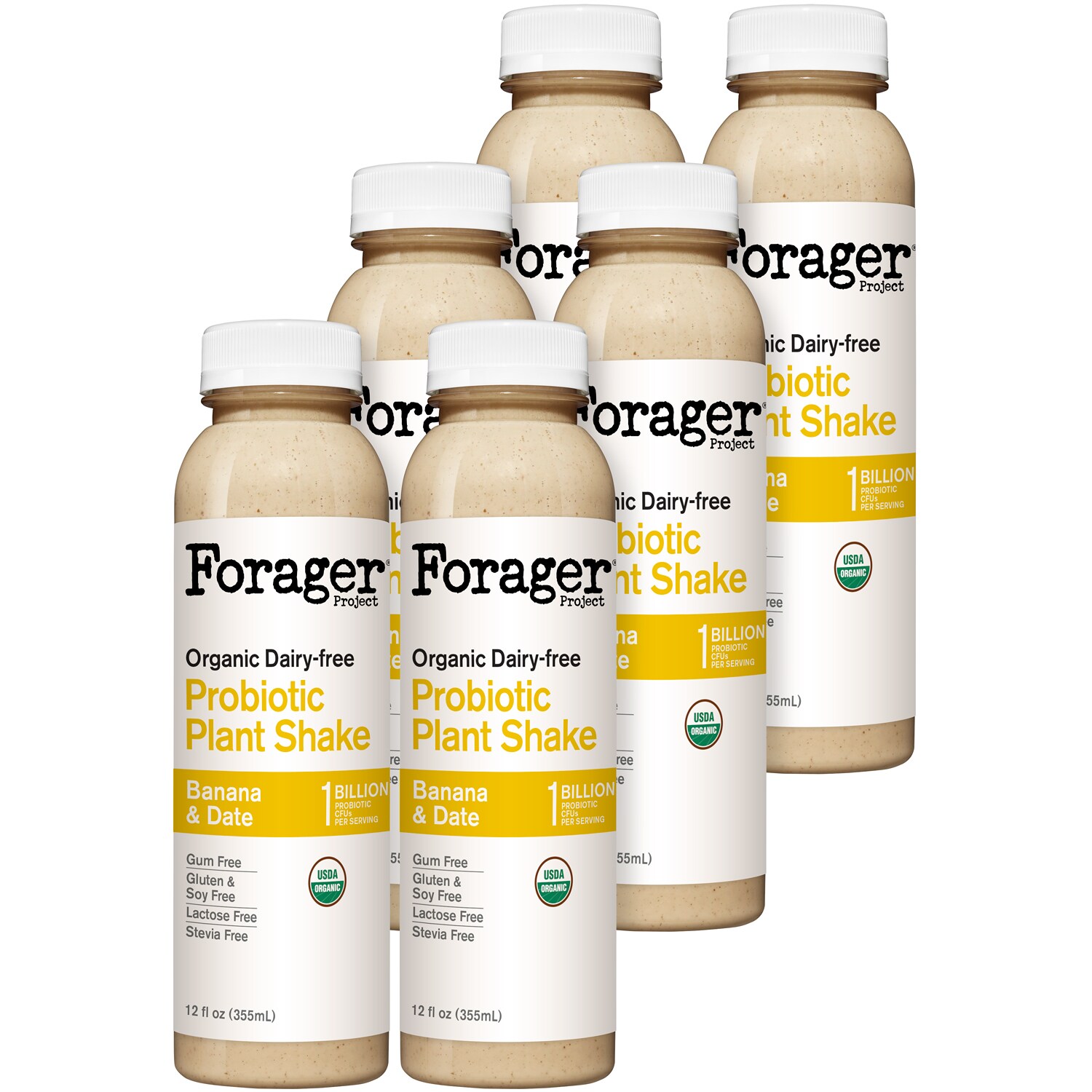 Forager Organic Dairy-Free Probiotic Plant Shake, Banana & Date, Plastic Bottles