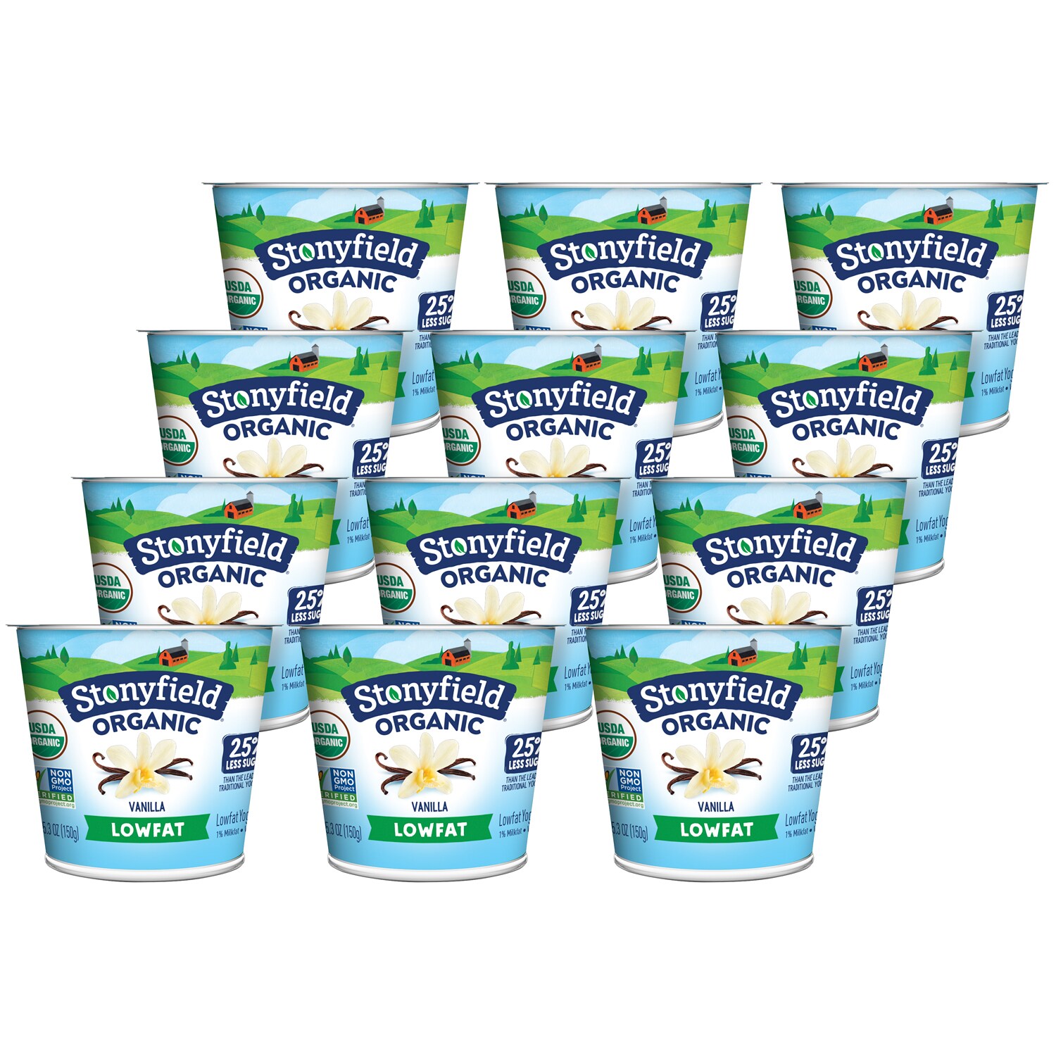 Stonyfield Organic Lowfat Yogurt, French Vanilla, Case
