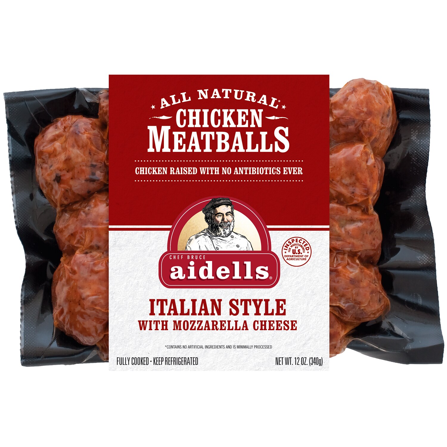 Aidells All Natural Chicken Meatballs, Zesty Italian Style with Mozzarella Cheese