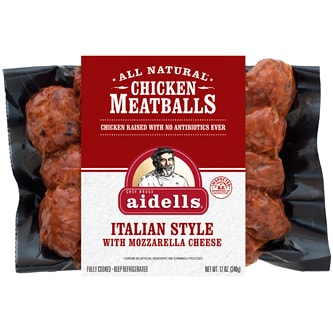 Aidells All Natural Chicken Meatballs, Zesty Italian Style with Mozzarella Cheese