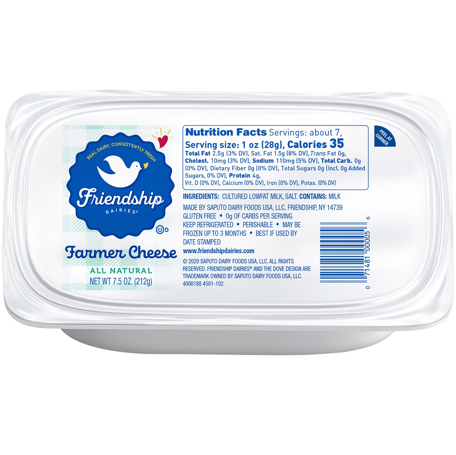 Order Friendship Farmer Cheese | Fast Delivery, image size:1500x1499