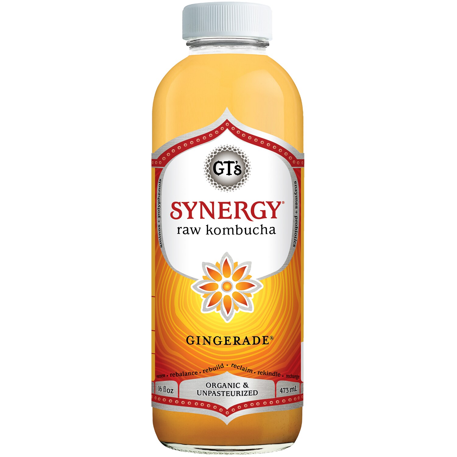 GT's Organic Raw Kombucha, Gingerade, Glass Bottle