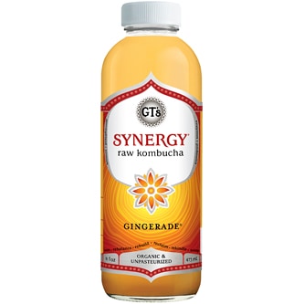 GT's Organic Raw Kombucha, Gingerade, Glass Bottle