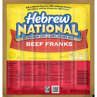 Hebrew National Beef Franks Hot Dogs