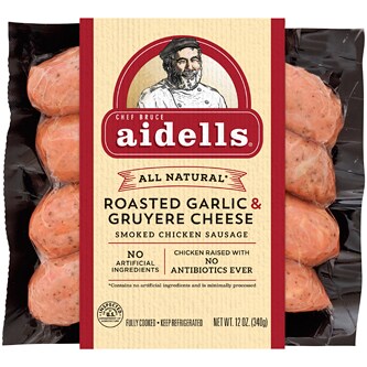 Aidells All-Natural Smoked Chicken Sausage, Roasted Garlic & Gruyere Cheese