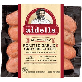 Aidells All-Natural Smoked Chicken Sausage, Roasted Garlic & Gruyere Cheese