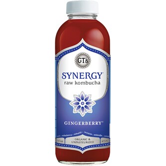 GT's Synergy Organic Raw Kombucha, Gingerberry, Glass Bottle