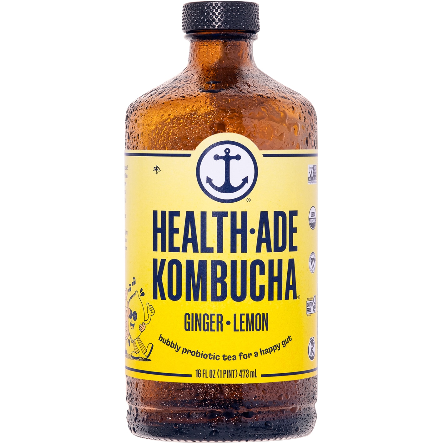 Health-Ade Kombucha, Ginger-Lemon, Glass Bottle