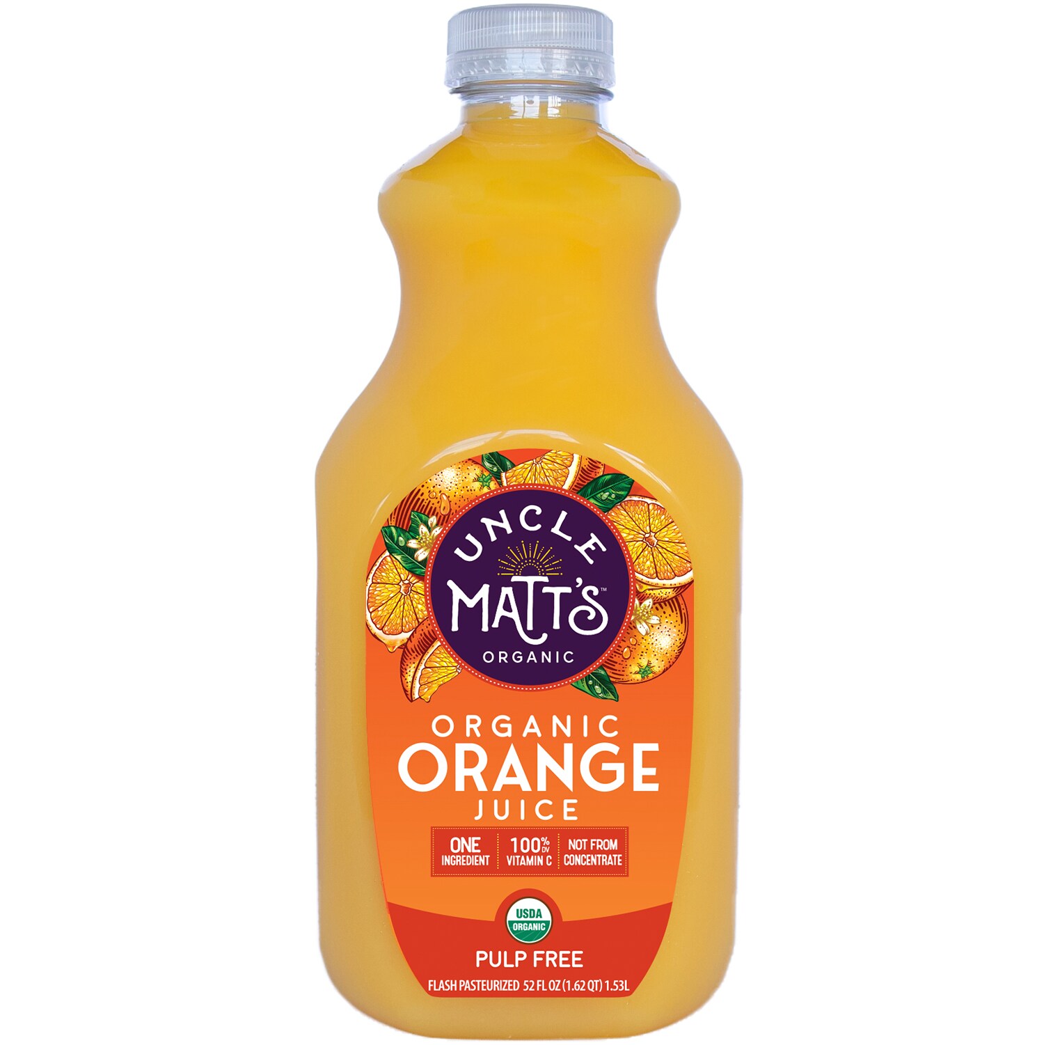 Uncle Matt's Organic Orange Juice, Pulp Free, Plastic Bottle