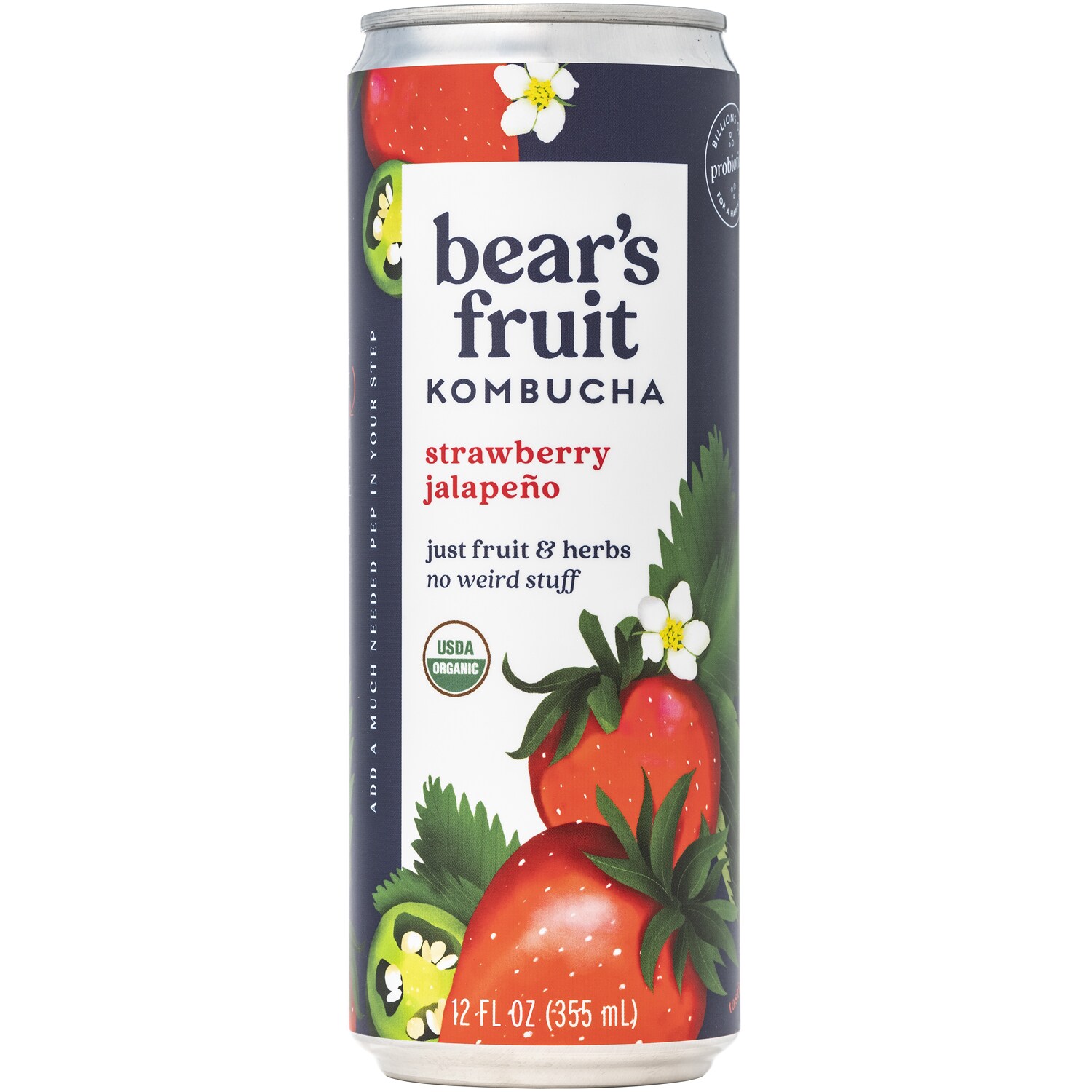 Bear's Fruit Organic Kombucha, Strawberry Jalapeño, Can