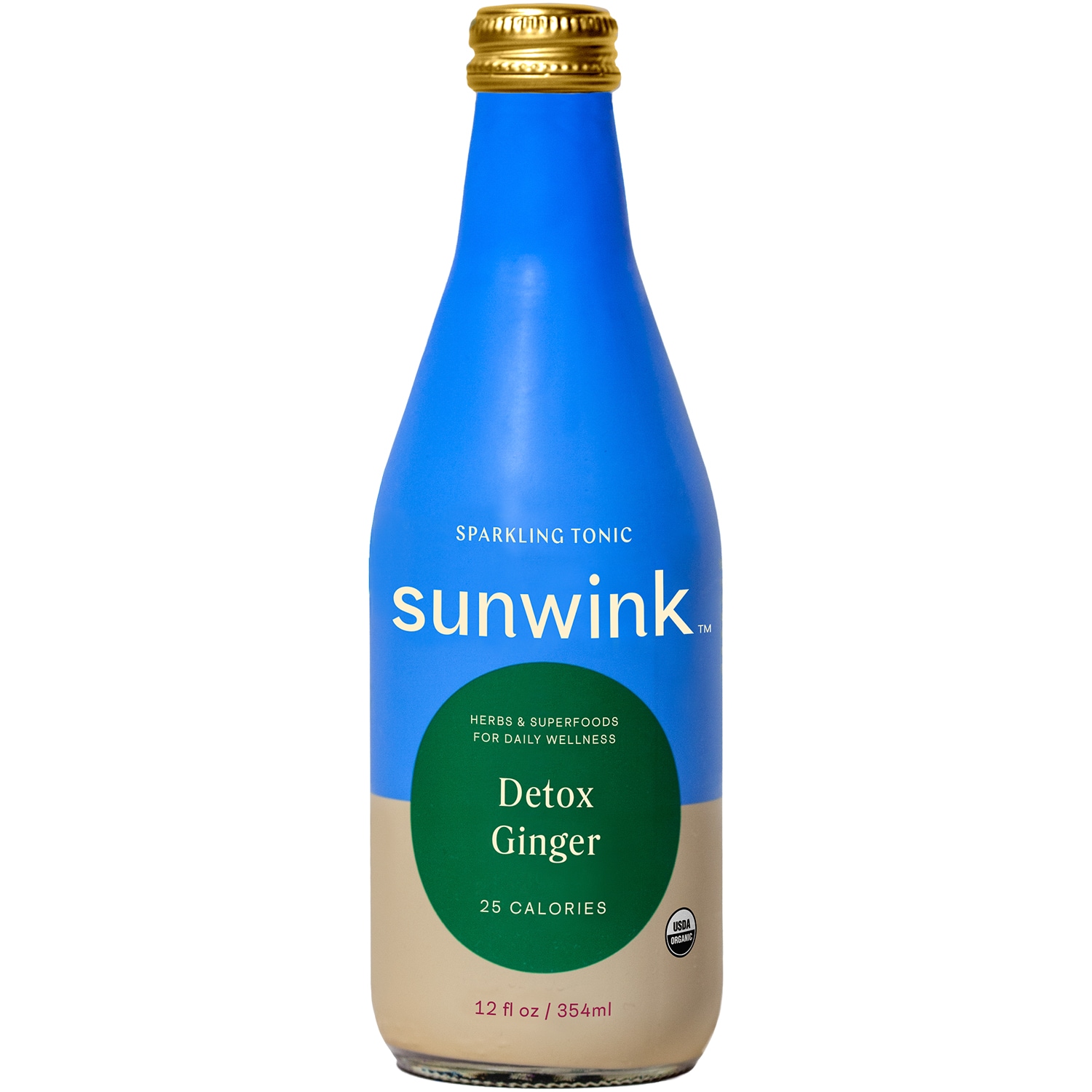 Sunwink Sparkling Tonic, Detox Ginger, Glass Bottle