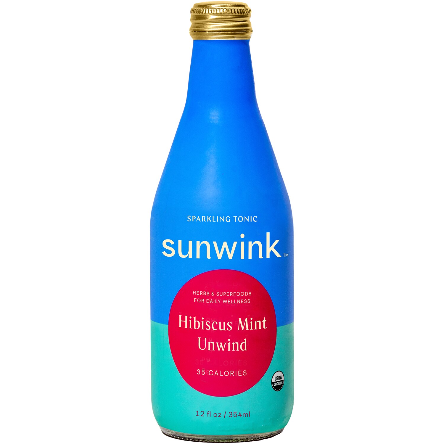 Sunwink Sparkling Tonic, Hibiscus Mint Unwind, Glass Bottle