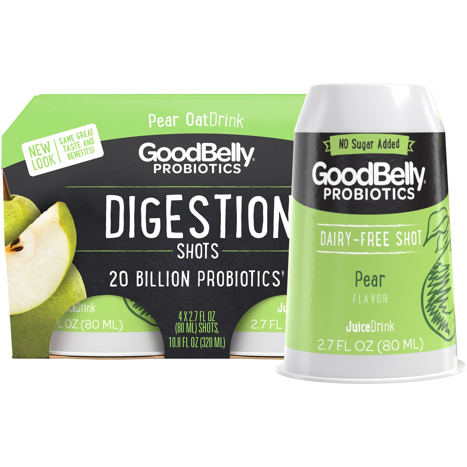 GoodBelly Probiotics Organic Digestion Shots, Original, Plastic Bottles