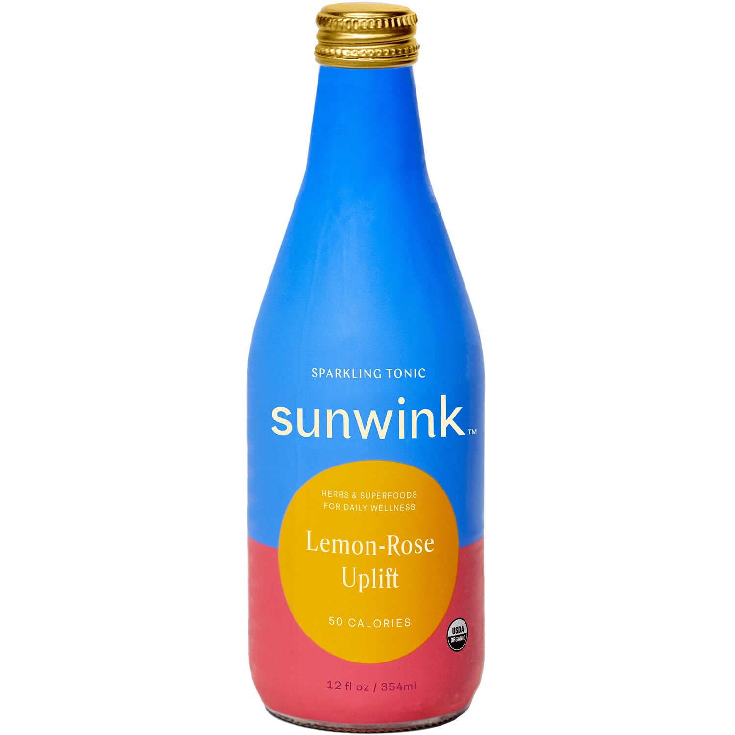 Sunwink Sparkling Tonic, Lemon-Rose Uplift, Glass Bottle
