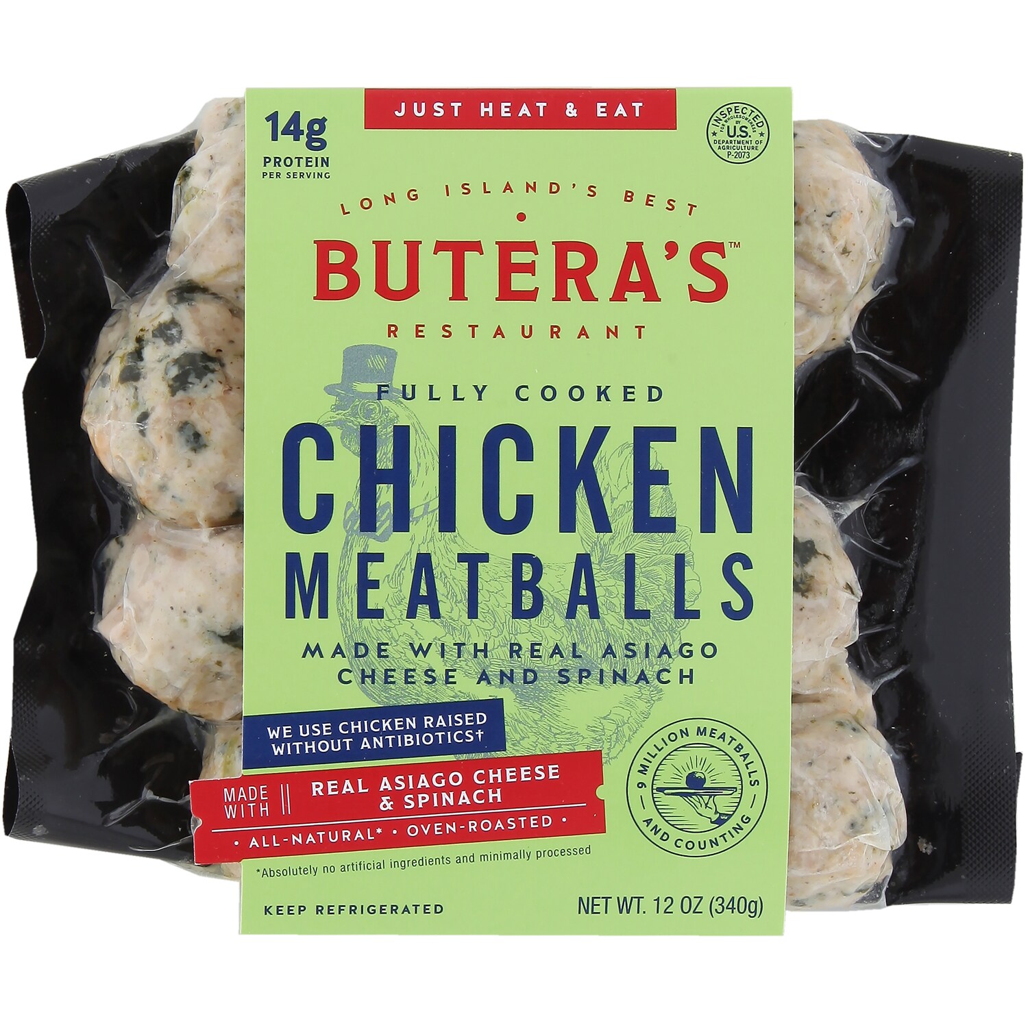Butera's Chicken Meatballs with Asiago Cheese & Spinach