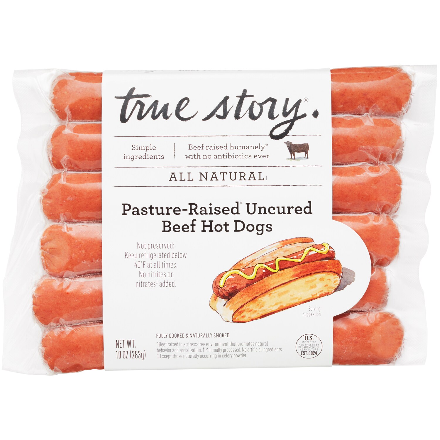 True Story Foods Pasture-Raised Uncured Beef Hot Dogs