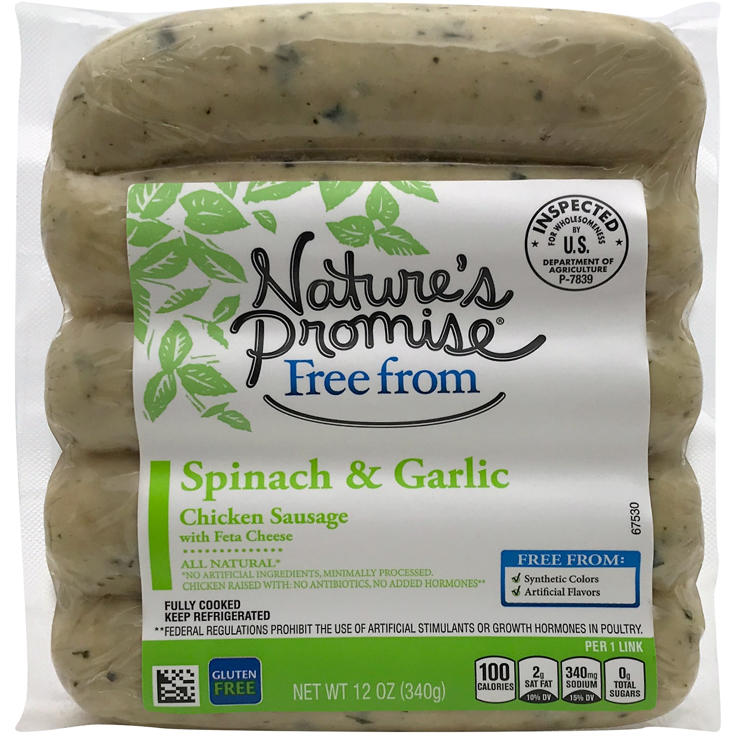 Nature's Promise Chicken Sausage, Spinach & Garlic