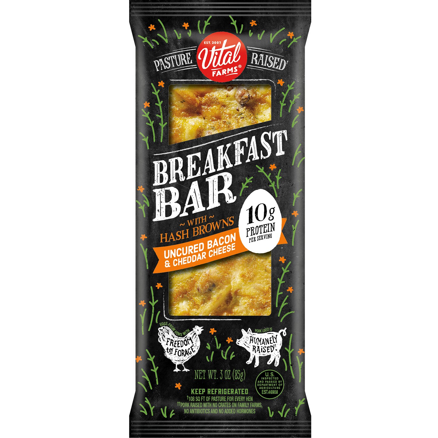 Vital Farms Breakfast Bar, Uncured Bacon & Cheddar Cheese with Hash Browns