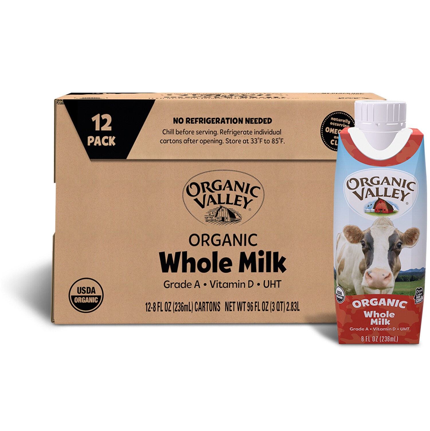 Organic Valley Organic Whole Milk, Boxes