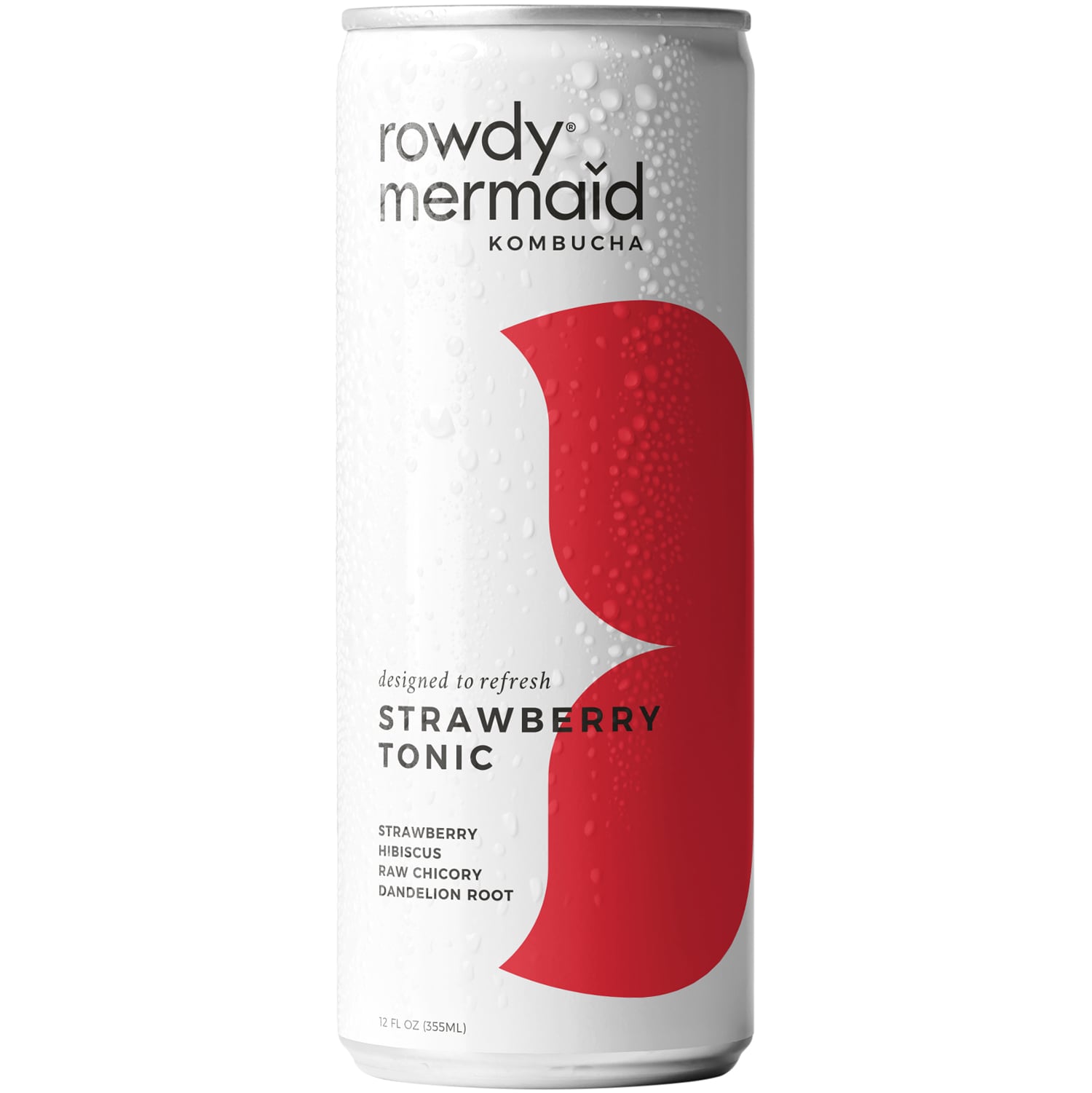 Rowdy Mermaid Organic Kombucha, Strawberry Tonic, Can