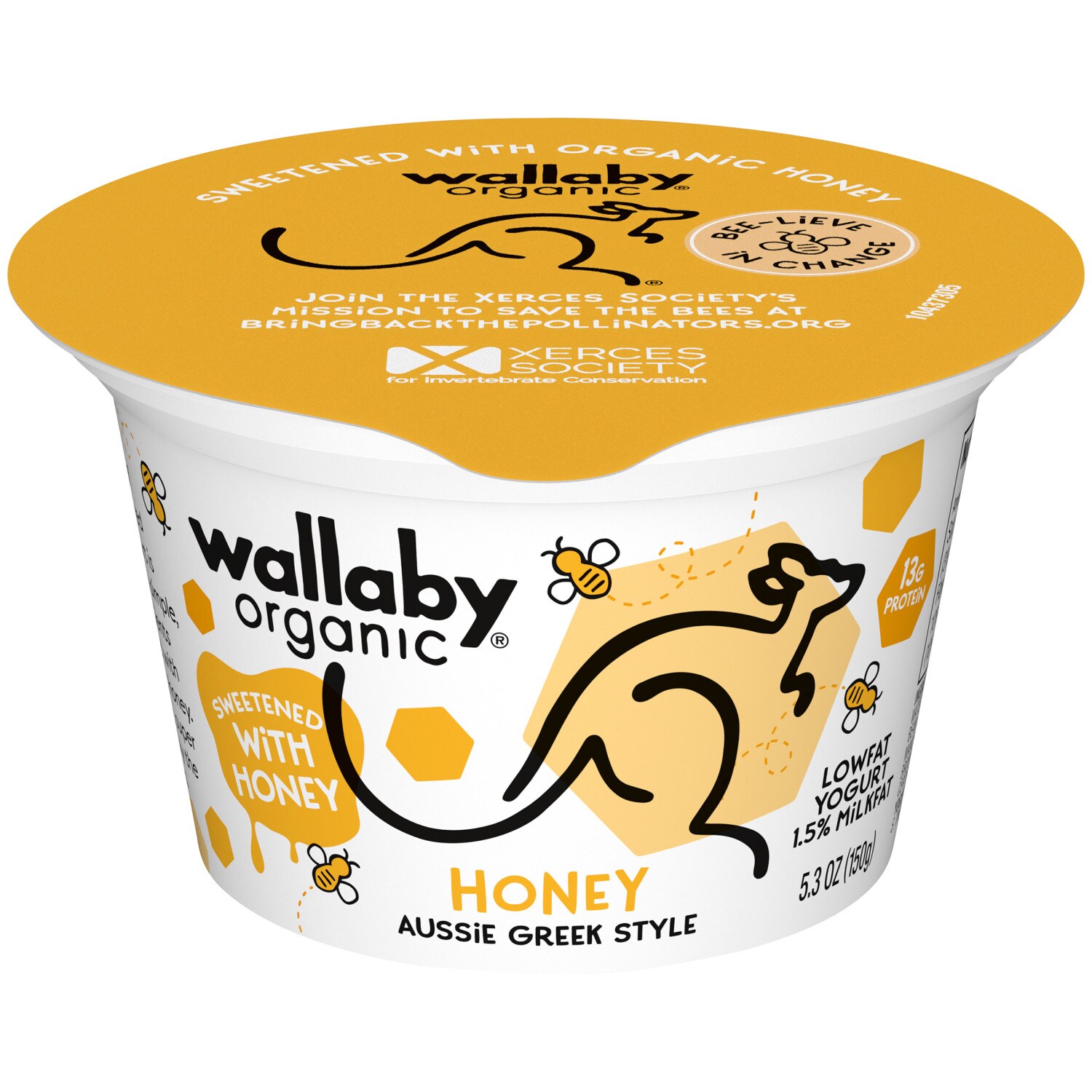 Wallaby Organic Aussie Lowfat Greek Yogurt, Plain with Honey