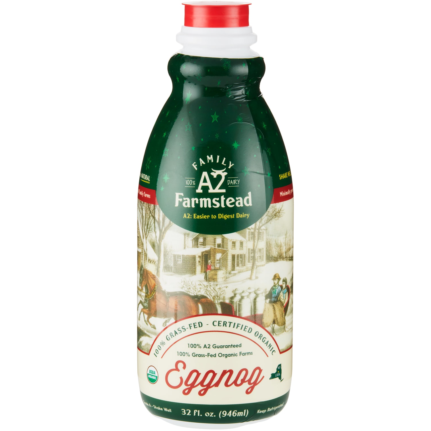 Family Farmstead 100% Grass-Fed A2 Organic Eggnog, Plastic Bottle