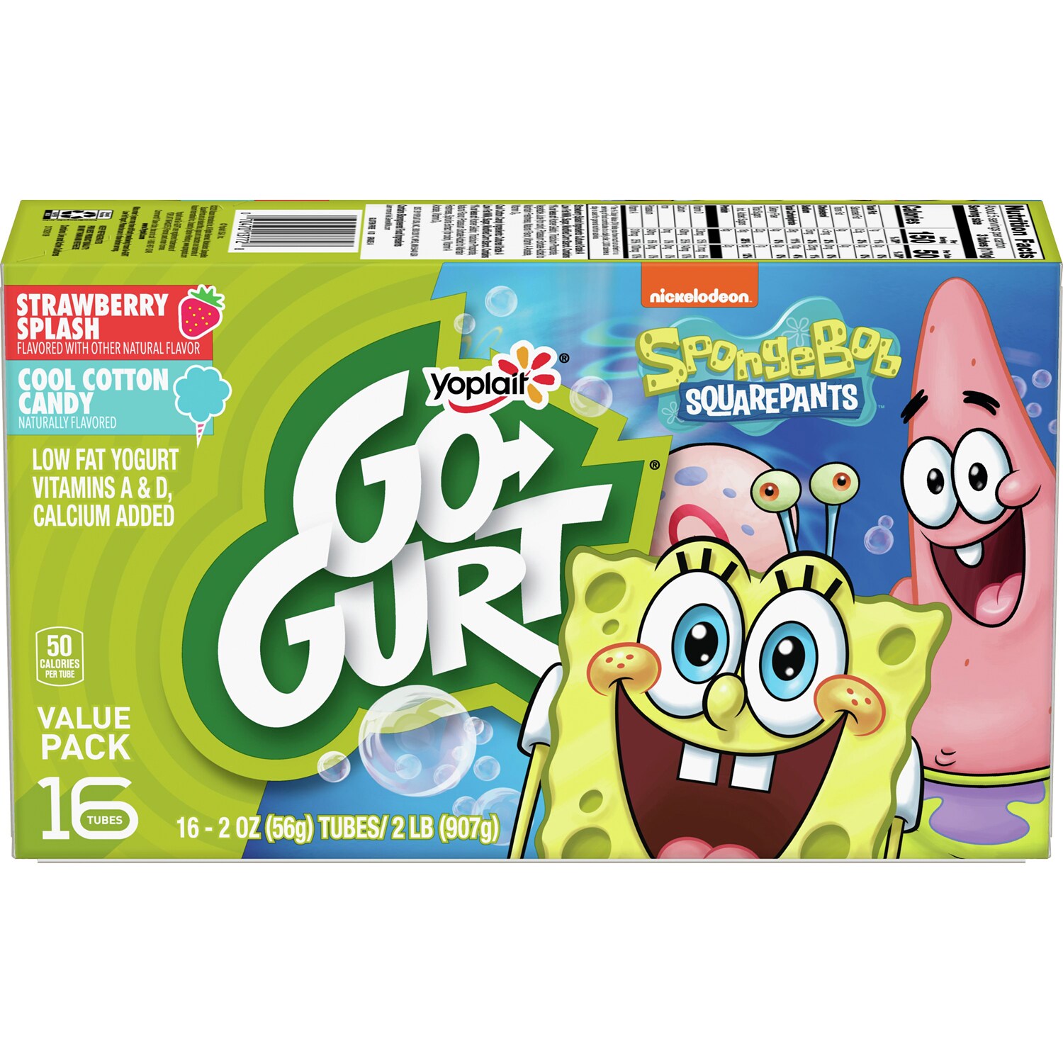 Yoplait Go-GURT Low Fat Yogurt Tubes Value Pack, Strawberry Splash & Cool Cotton Candy