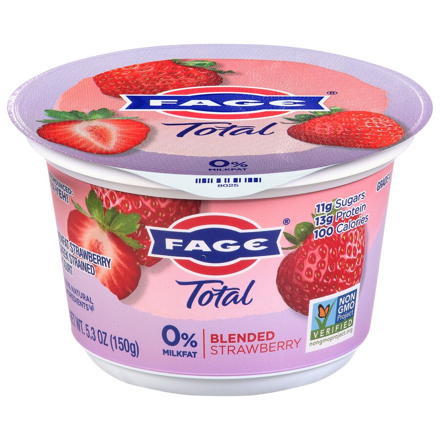 Fage TOTAL 0% Greek Yogurt, Blended Strawberry