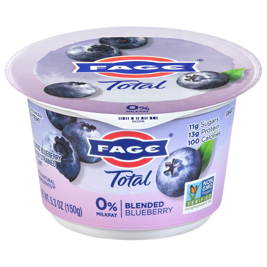 Fage TOTAL 0% Greek Yogurt, Blended Blueberry