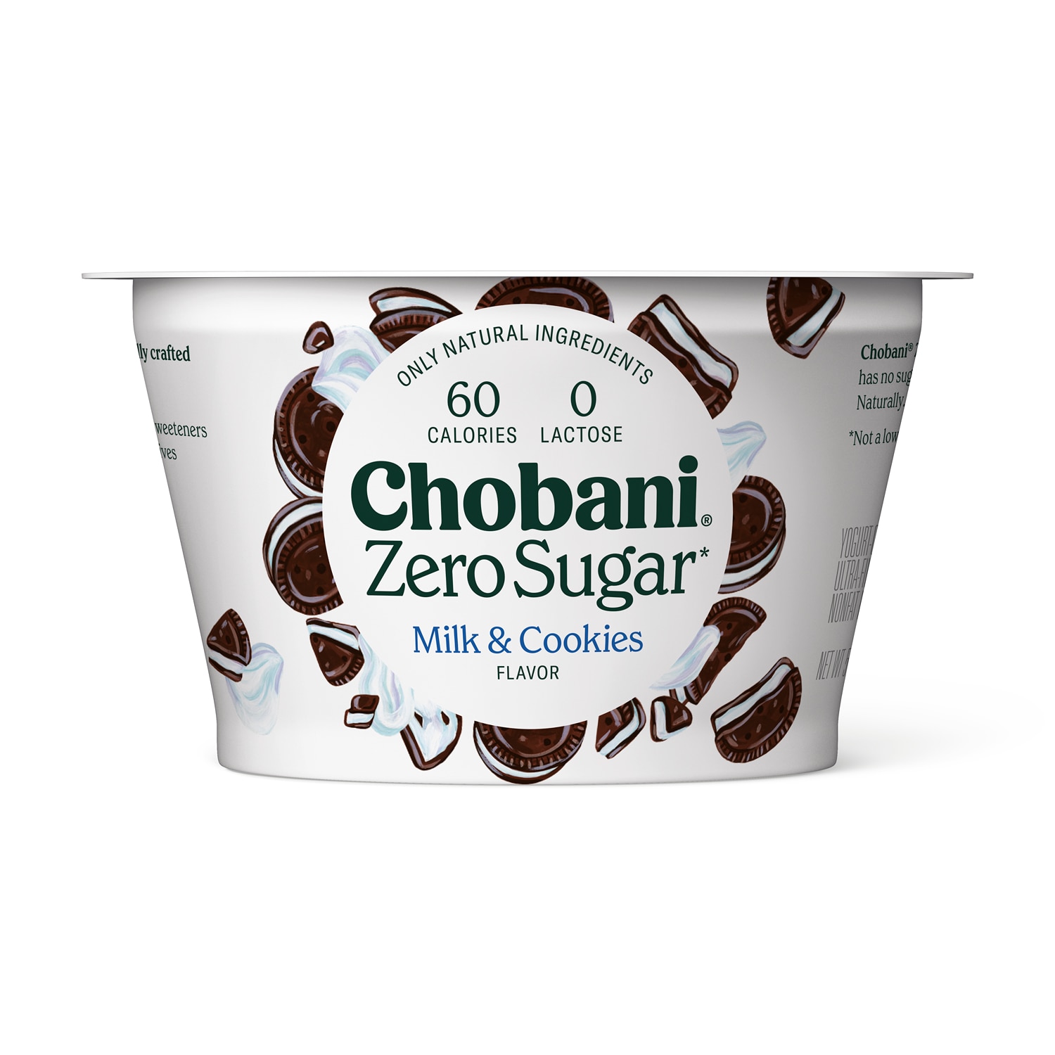 Chobani Zero Sugar Greek Yogurt, Milk & Cookies