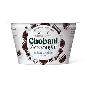 Chobani Zero Sugar Greek Yogurt, Milk & Cookies