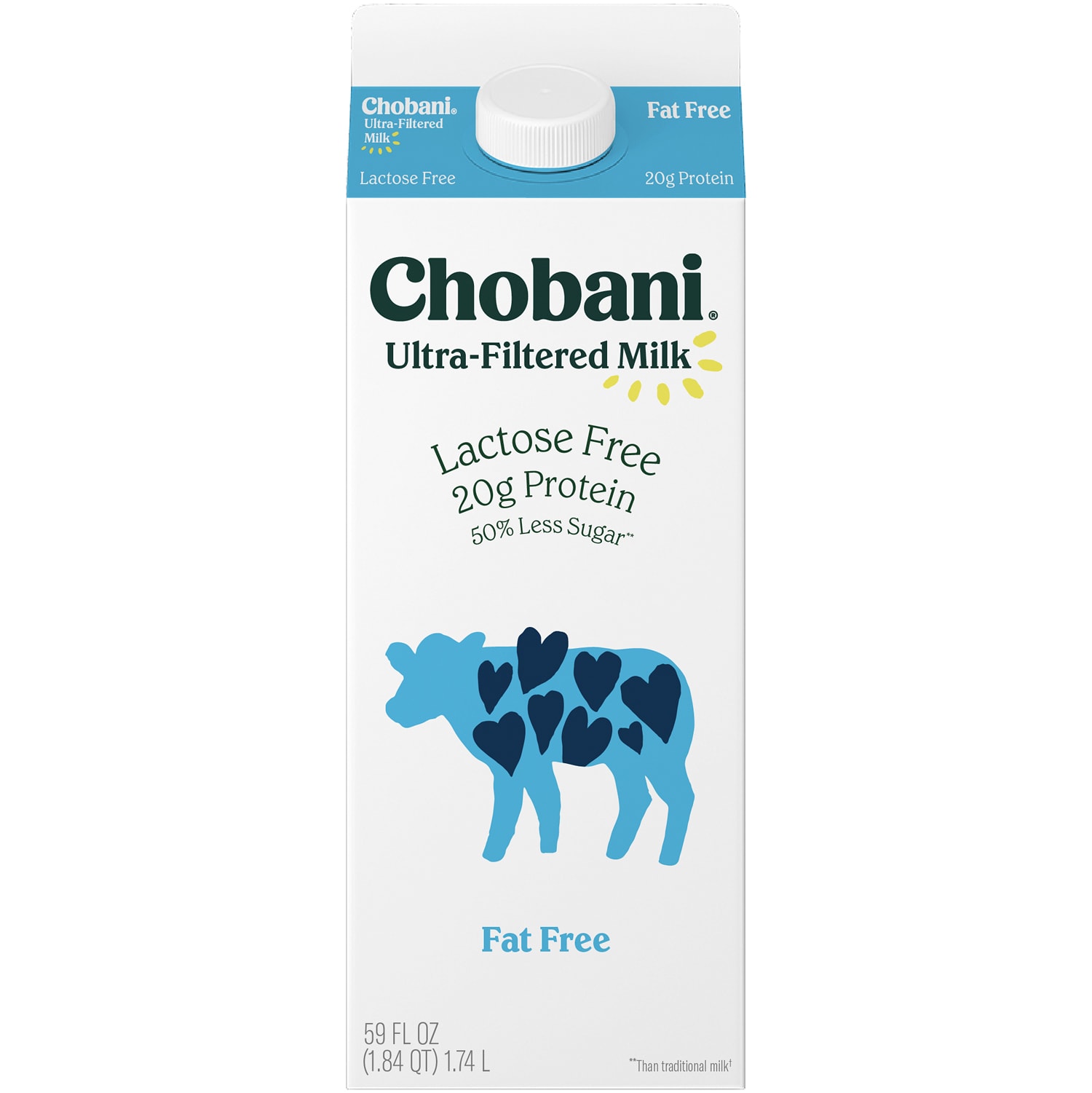 Chobani Lactose Free Ultra-Filtered Fat Free Milk, Carton