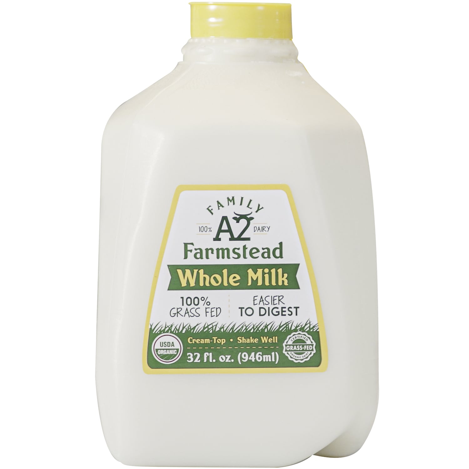 Family Farmstead 100% Grass-Fed A2 Organic Whole Milk, Plastic Bottle