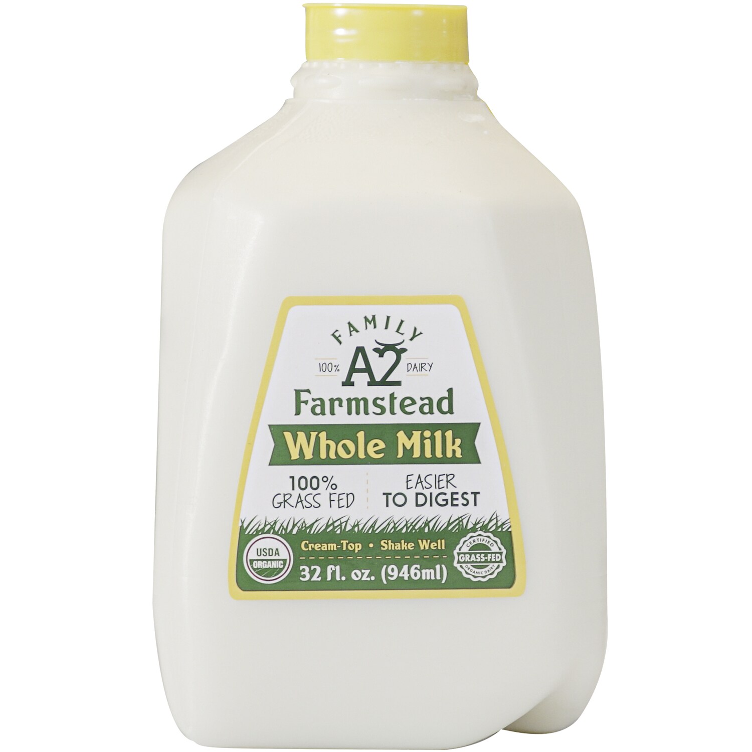 Family Farmstead 100% Grass-Fed A2 Organic Whole Milk, Plastic Bottle