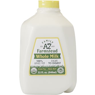 Family Farmstead 100% Grass-Fed A2 Organic Whole Milk, Plastic Bottle