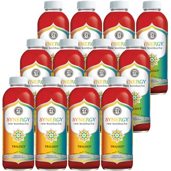 GT's Synergy Organic Raw Kombucha, Trilogy, Glass Bottles