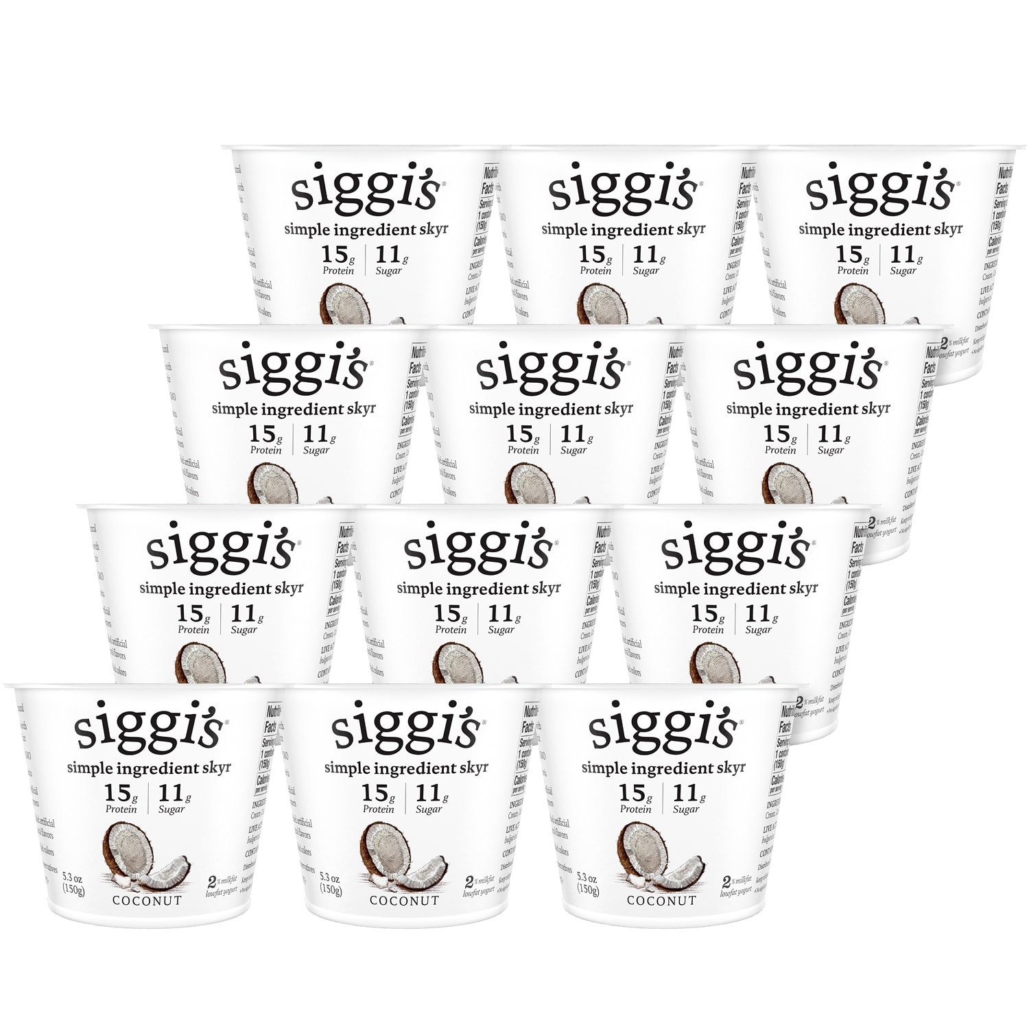Siggi's Skyr Simple Ingredient Icelandic-Style Strained 2% Low-Fat Yogurt, Coconut
