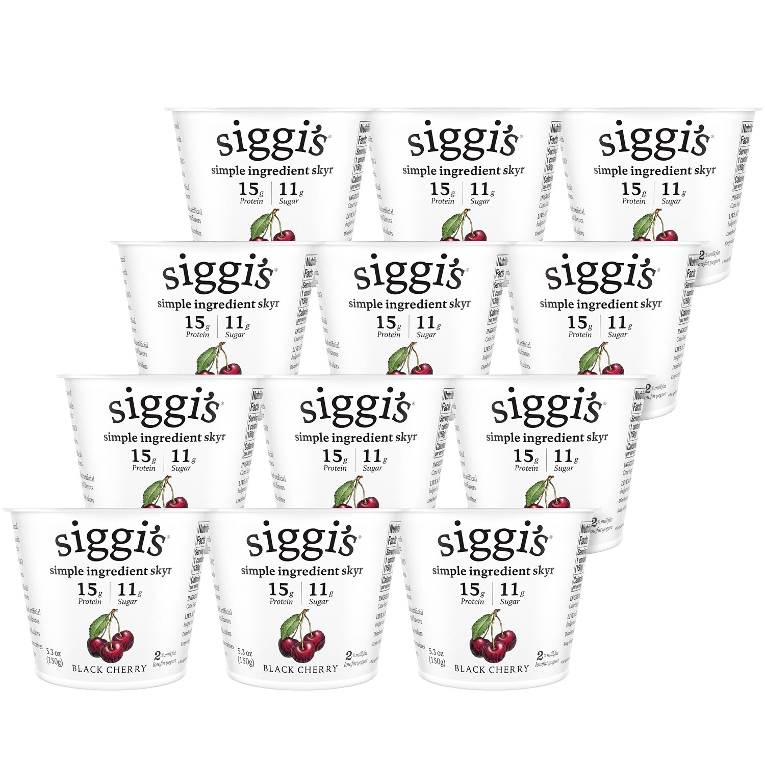 Siggi's Skyr Simple Ingredient Icelandic-Style Strained 2% Low-Fat Yogurt, Black Cherry