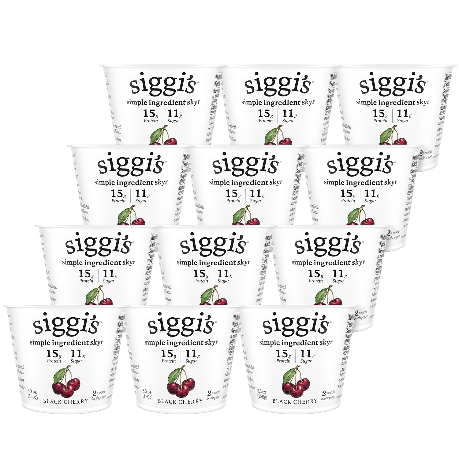 Siggi's Skyr Simple Ingredient Icelandic-Style Strained 2% Low-Fat Yogurt, Black Cherry