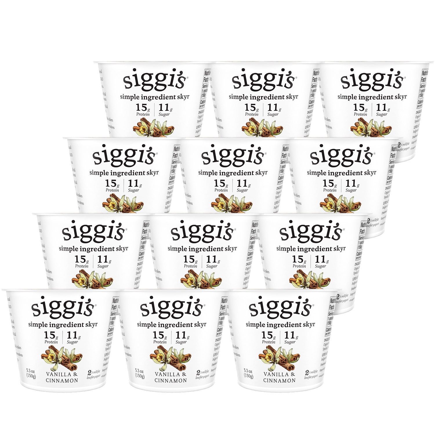 Siggi's Skyr Simple Ingredient Icelandic-Style Strained 2% Low-Fat Yogurt, Vanilla & Cinnamon
