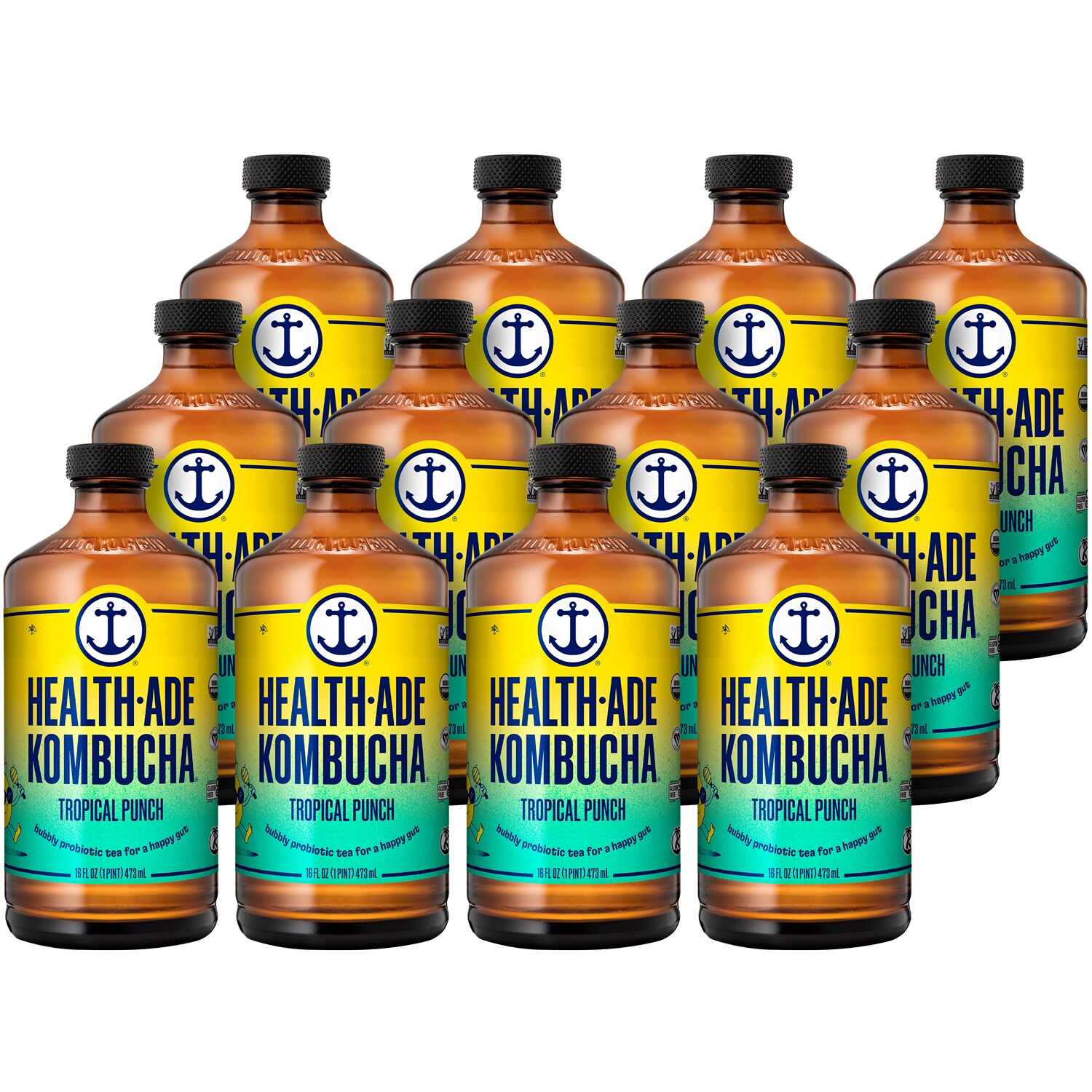 Health-Ade Kombucha, Tropical Punch, Glass Bottles