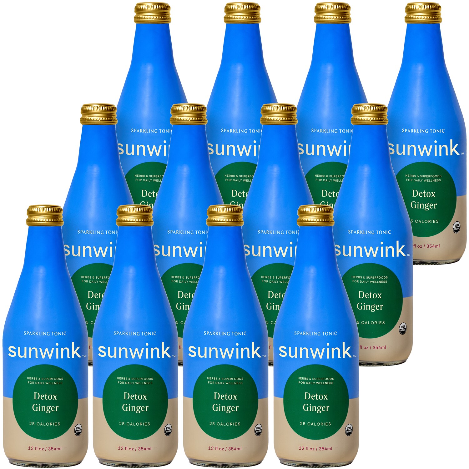 Sunwink Sparkling Tonic, Detox Ginger, Glass Bottles