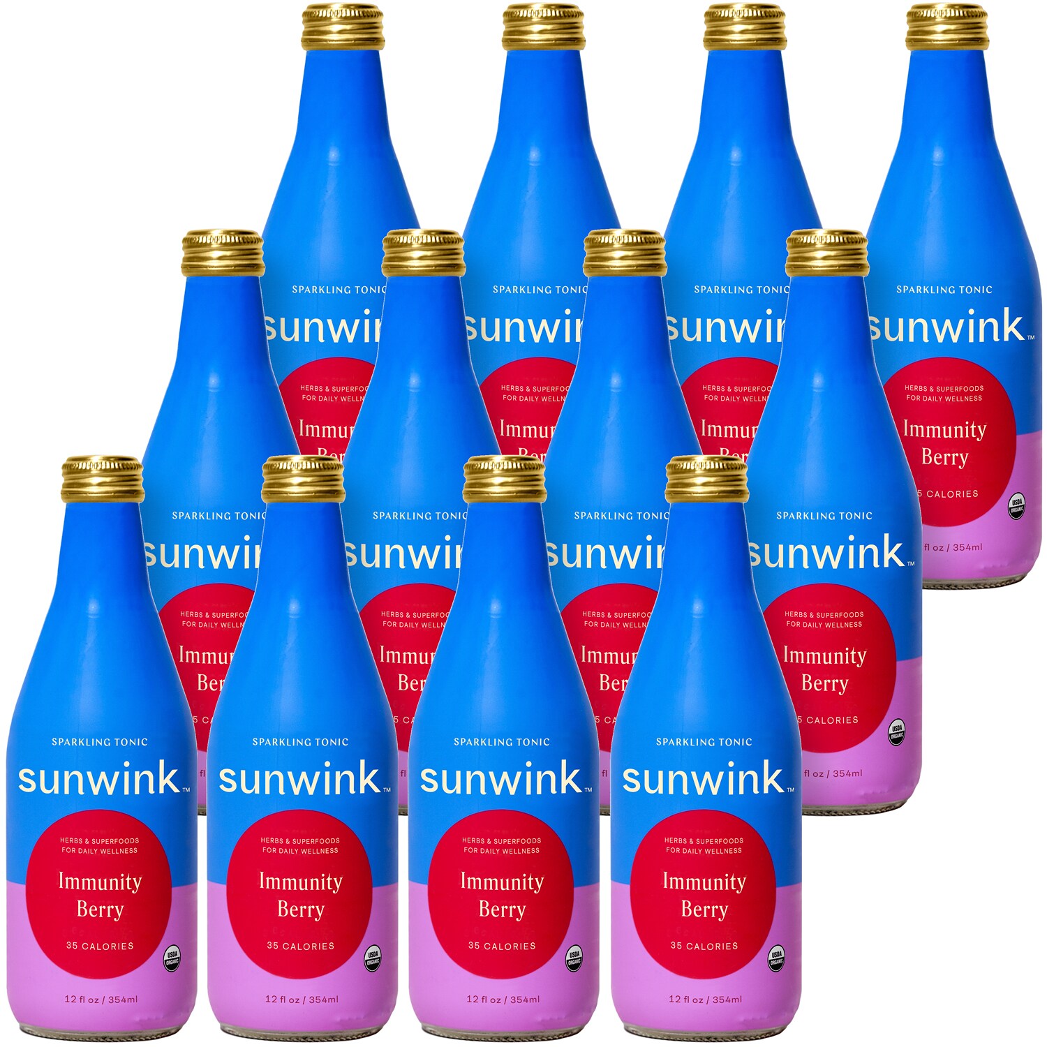 Sunwink Sparkling Tonic, Immunity Berry, Glass Bottles